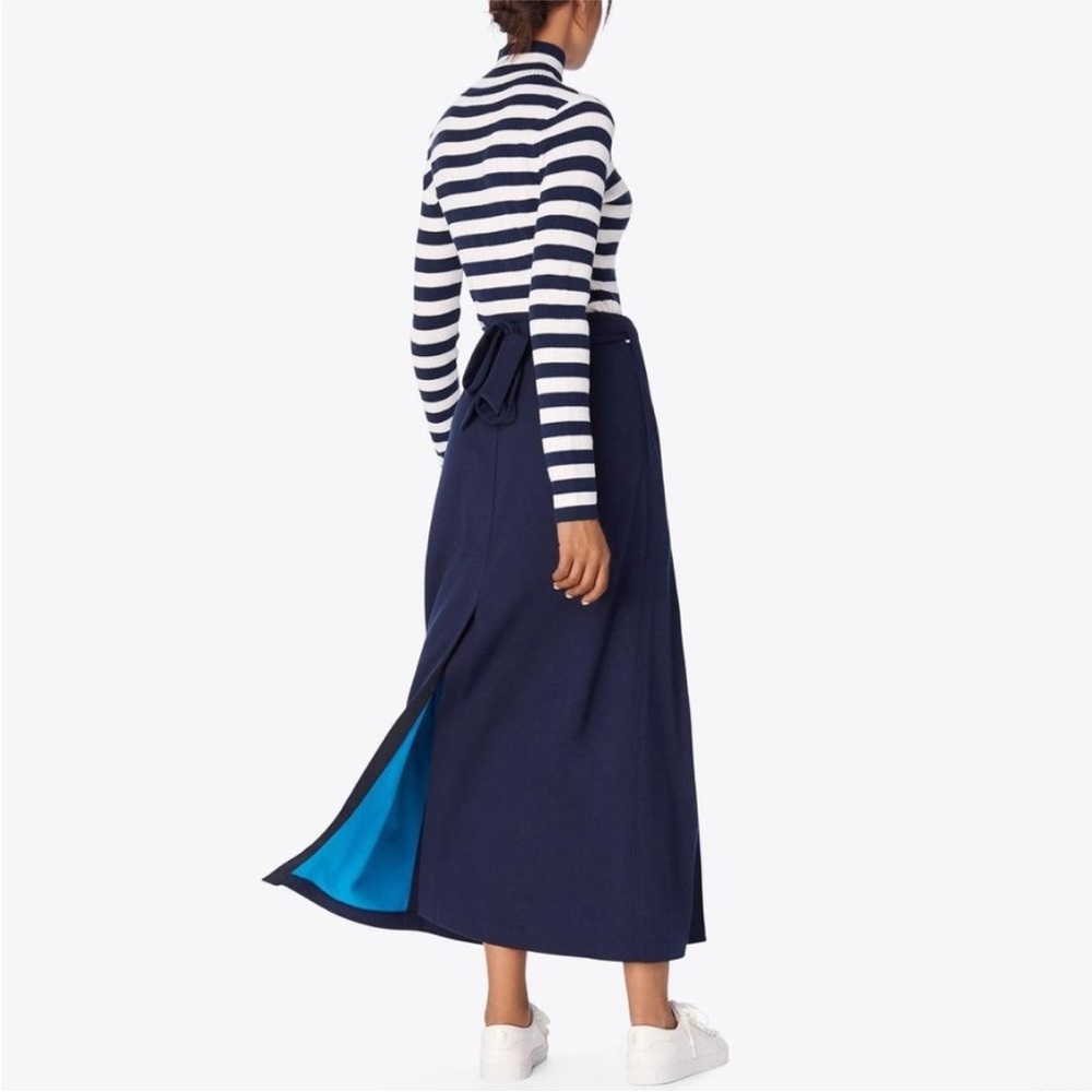 Tory Sport Blue Two Tone Wrap Maxi Skirt - Picture 2 of 14